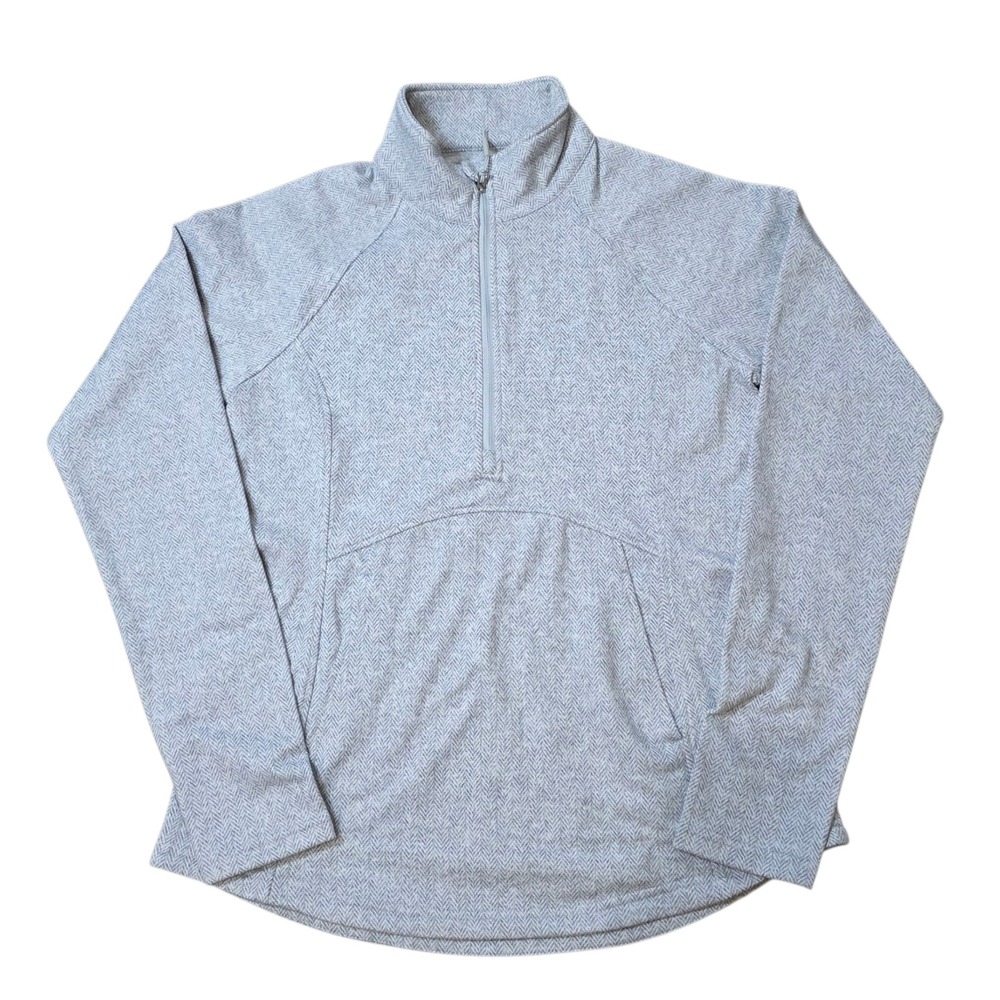 Kyodan Outdoor Pullover Gray Herringbone 1/4 Zip Long Sleeve‎ Women's Medium M